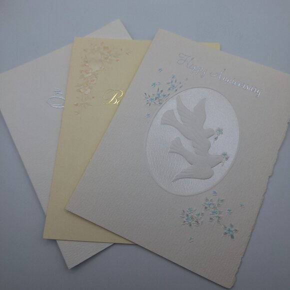 Vintage Anniversary Greeting Cards Elegant Embossed Designs Doves Best Wishes - Picture 1 of 12